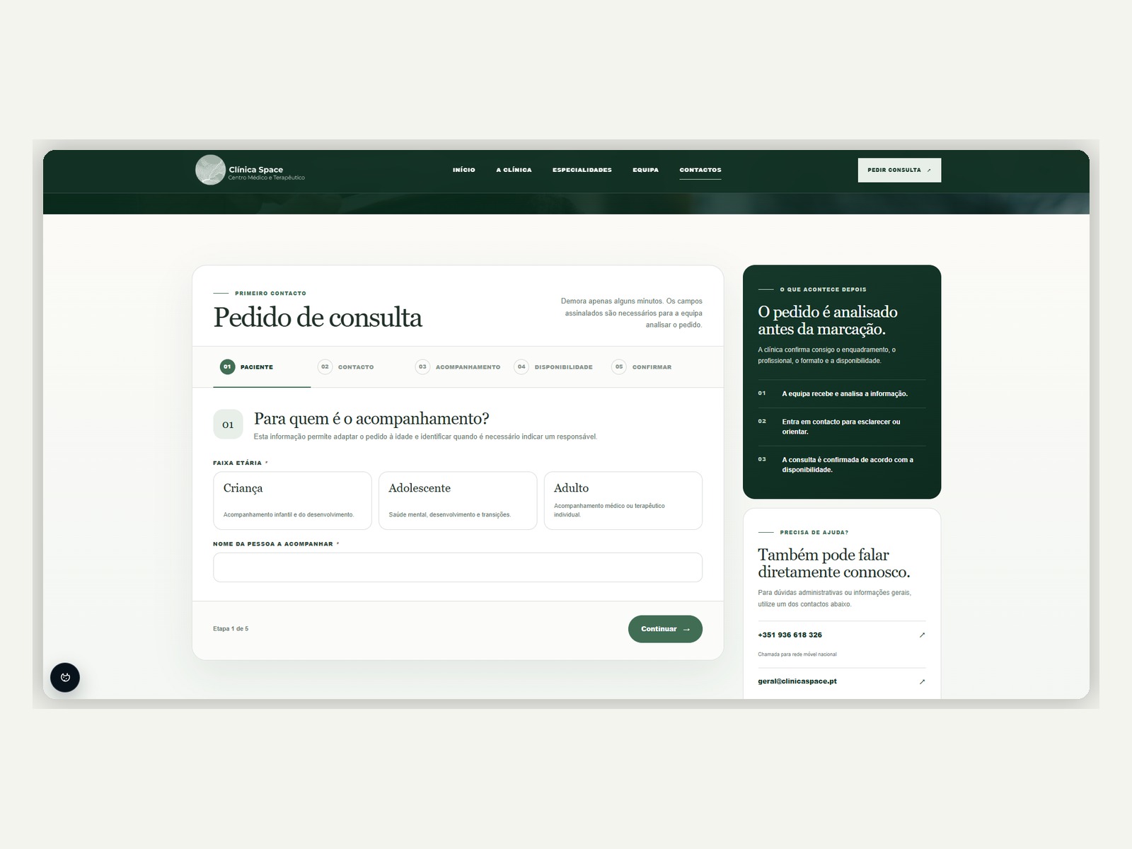 Website clínico e plataforma de pedidos de consulta — 1